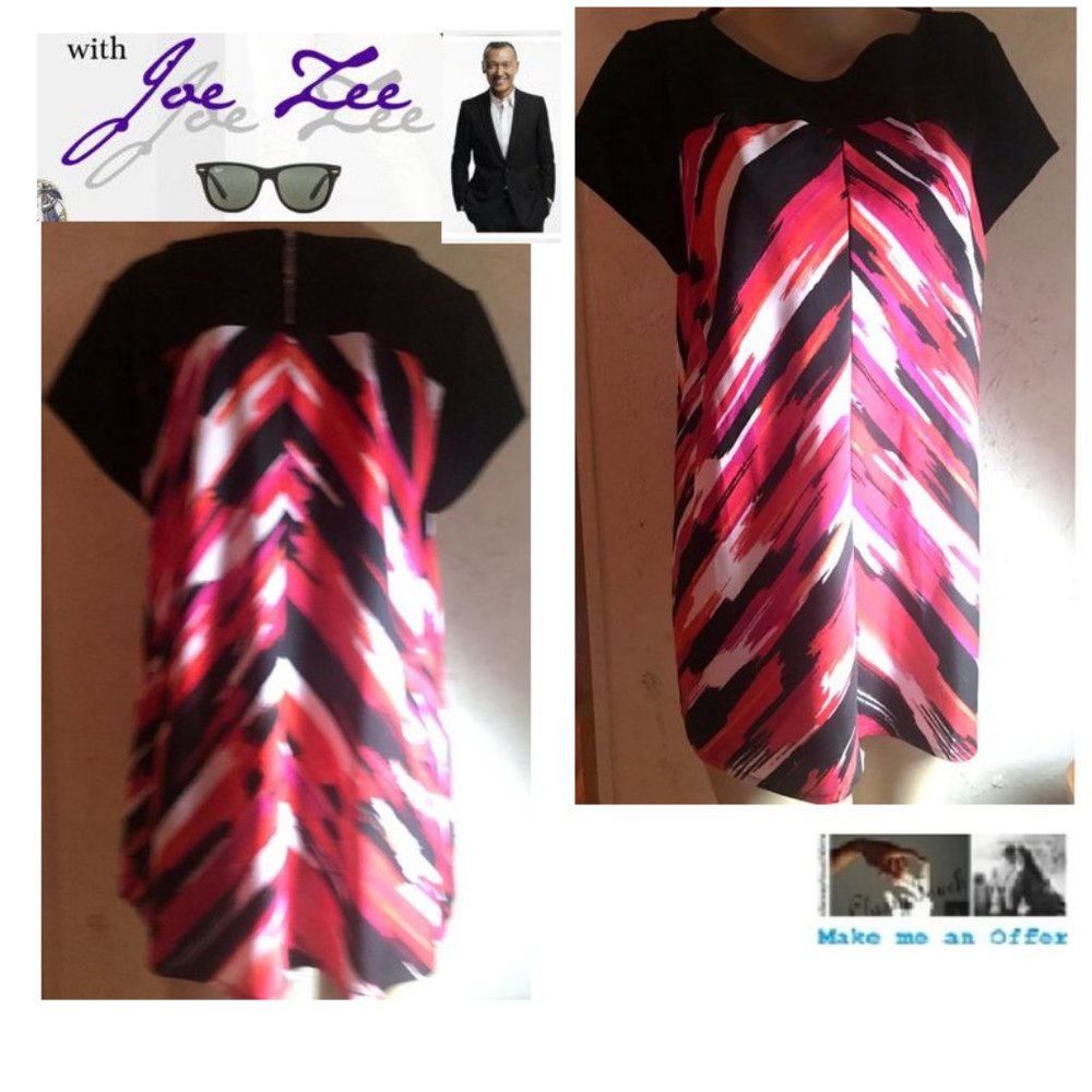 Joe Zee NWOT Black Red Tunic Top Size L
